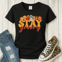 Stay Groovy Flower Power Retro Hippie Vibes Womens T-Shirt