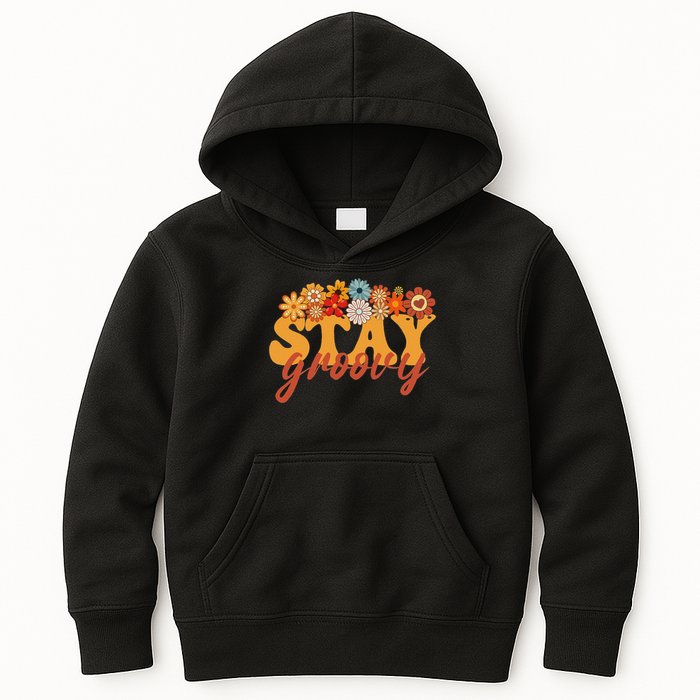 Stay Groovy Flower Power Retro Hippie Vibes Kids Hoodie