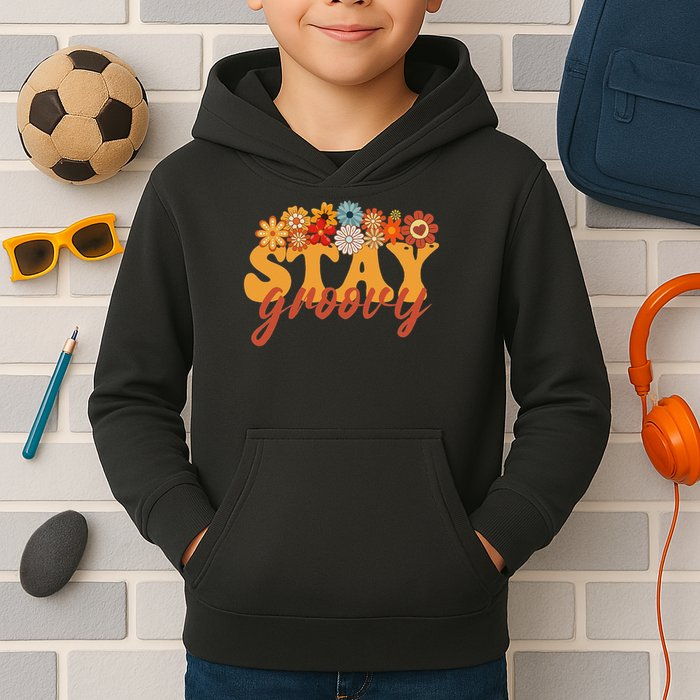 Stay Groovy Flower Power Retro Hippie Vibes Kids Hoodie
