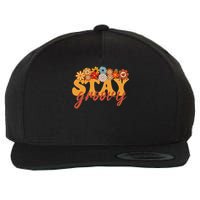 Stay Groovy Flower Power Retro Hippie Vibes Wool Snapback Cap