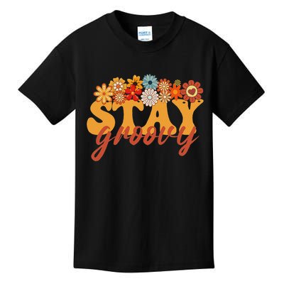 Stay Groovy Flower Power Retro Hippie Vibes Kids T-Shirt