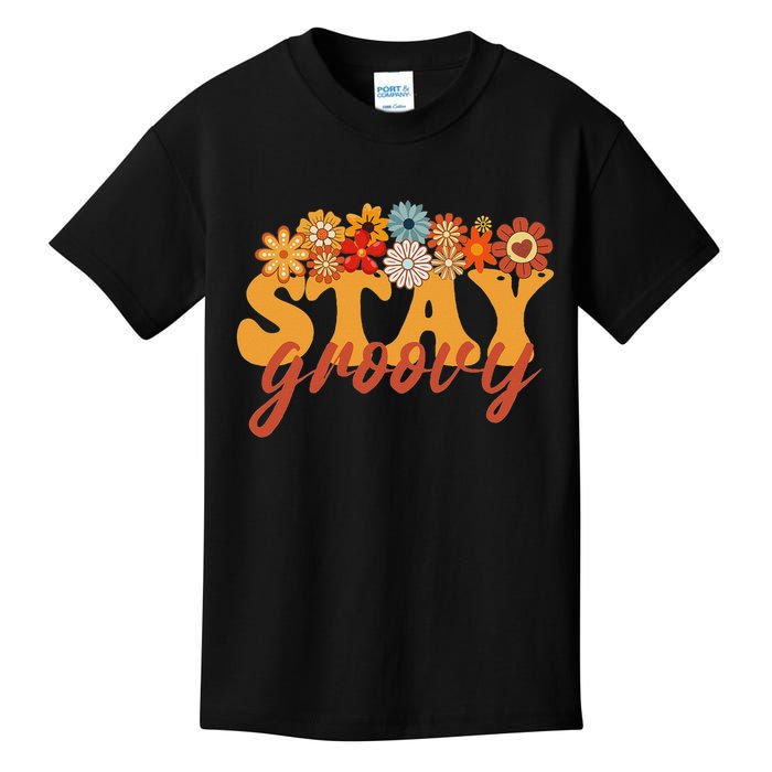 Stay Groovy Flower Power Retro Hippie Vibes Kids T-Shirt
