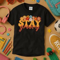 Stay Groovy Flower Power Retro Hippie Vibes Kids T-Shirt