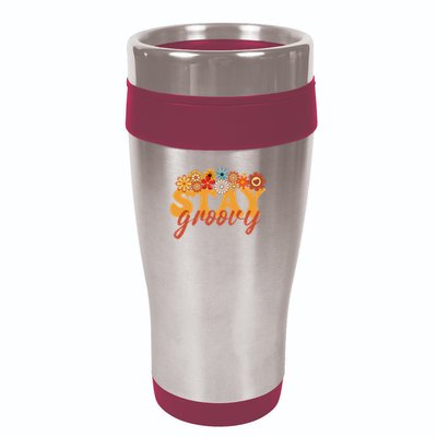 Stay Groovy Flower Power Retro Hippie Vibes 16oz Travel Tumbler