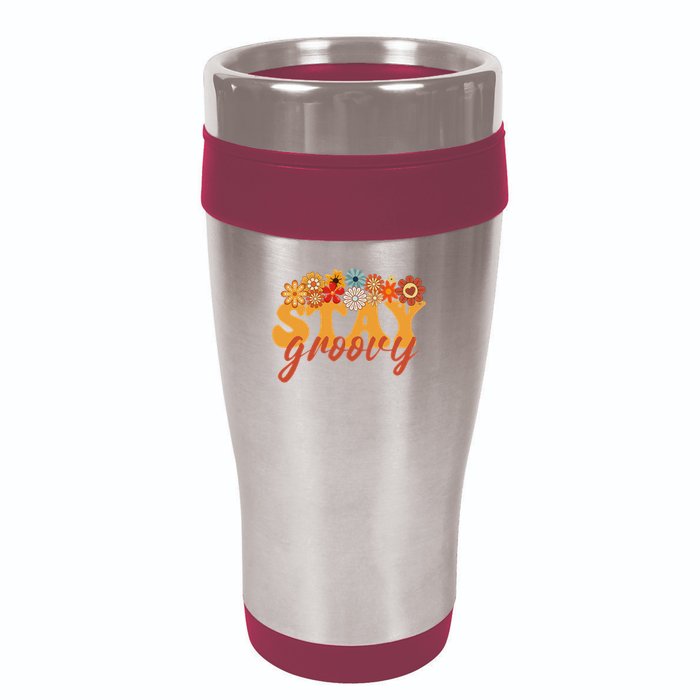 Stay Groovy Flower Power Retro Hippie Vibes 16oz Travel Tumbler