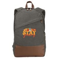 Stay Groovy Flower Power Retro Hippie Vibes Cotton Canvas Backpack