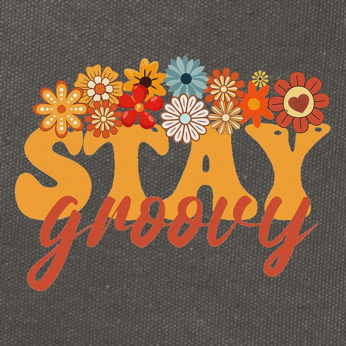 Stay Groovy Flower Power Retro Hippie Vibes Cotton Canvas Backpack