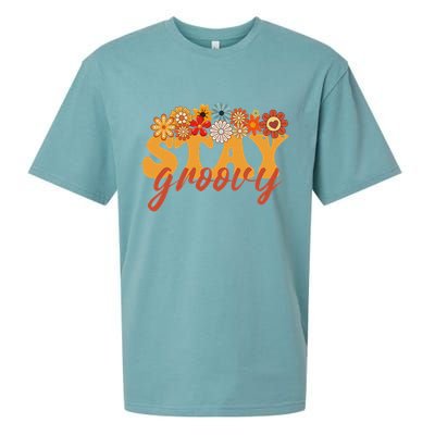 Stay Groovy Flower Power Retro Hippie Vibes Sueded Cloud Jersey T-Shirt