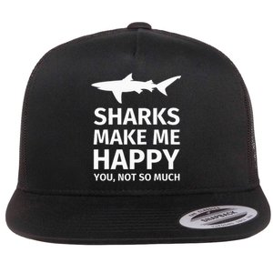 Shark Gifts for Shark Lovers Funny Sharks Happy Flat Bill Trucker Hat