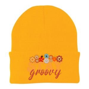 Stay Groovy Flower Power Retro Hippie Vibes Knit Cap Winter Beanie