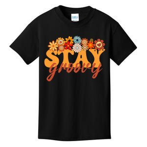 Stay Groovy Flower Power Retro Hippie Vibes Kids T-Shirt