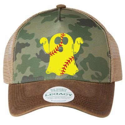 Softball Ghost Funny Halloween Costume Softball Lover Legacy Tie Dye Trucker Hat