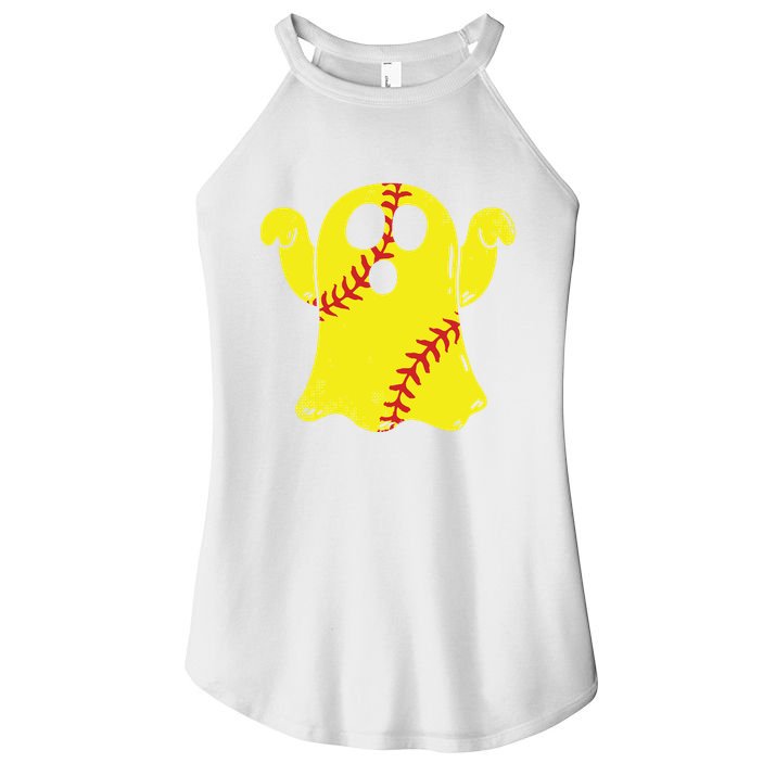 Softball Ghost Funny Halloween Costume Softball Lover Women's Perfect Tri Rocker Tank