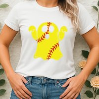 Softball Ghost Funny Halloween Costume Softball Lover Womens T-Shirt