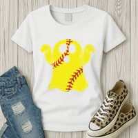 Softball Ghost Funny Halloween Costume Softball Lover Womens T-Shirt