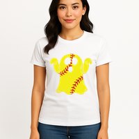 Softball Ghost Funny Halloween Costume Softball Lover Womens T-Shirt
