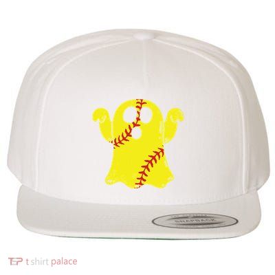 Softball Ghost Funny Halloween Costume Softball Lover Wool Snapback Cap