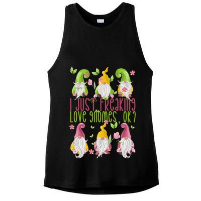 Spring Gnome For Summer I Just Freaking Love Gnomes Ladies PosiCharge Tri-Blend Wicking Tank