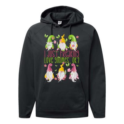 Spring Gnome For Summer I Just Freaking Love Gnomes Performance Fleece Hoodie