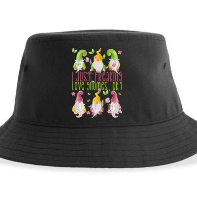 Spring Gnome For Summer I Just Freaking Love Gnomes Sustainable Bucket Hat