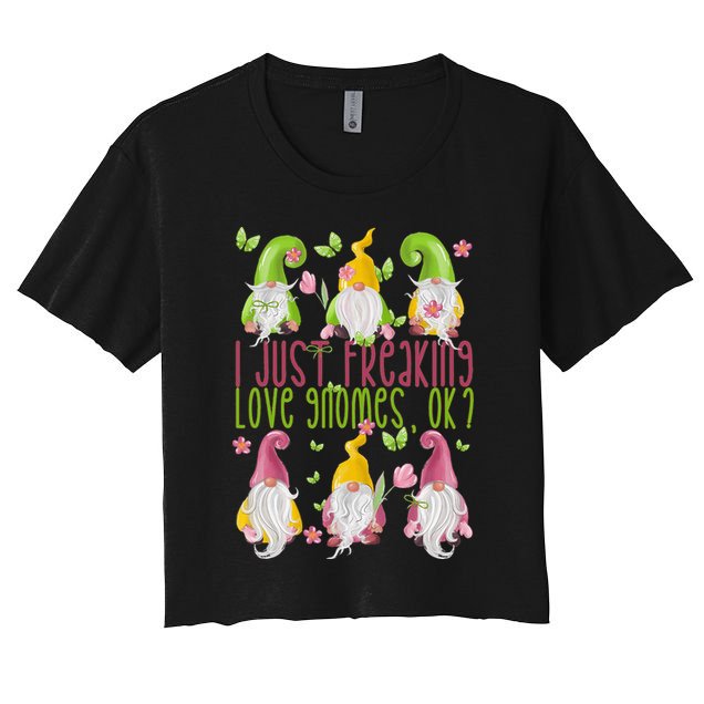 Spring Gnome For Summer I Just Freaking Love Gnomes Crop Top