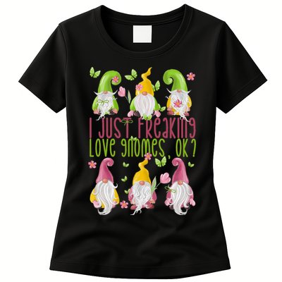 Spring Gnome For Summer I Just Freaking Love Gnomes Womens T-Shirt