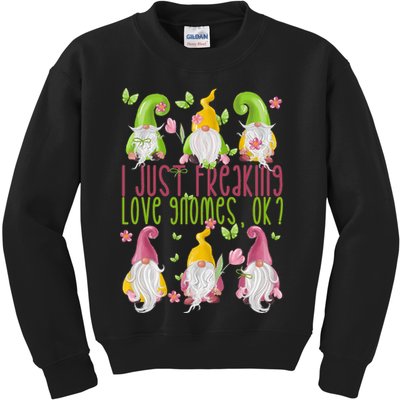 Spring Gnome For Summer I Just Freaking Love Gnomes Kids Sweatshirt