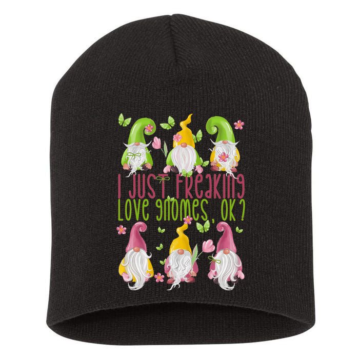 Spring Gnome For Summer I Just Freaking Love Gnomes Short Acrylic Beanie