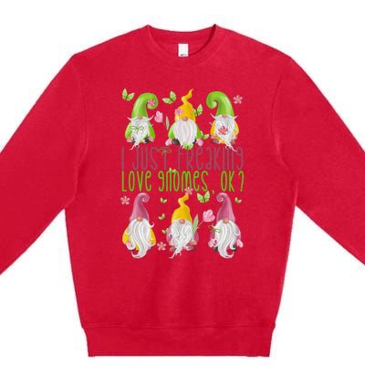 Spring Gnome For Summer I Just Freaking Love Gnomes Premium Crewneck Sweatshirt