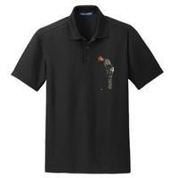 Skeleton Golf Funny Halloween Golfing Sports Golfer Dry Zone Grid Polo