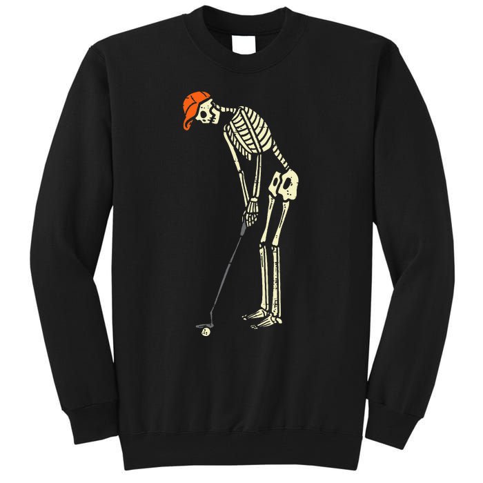 Skeleton Golf Funny Halloween Golfing Sports Golfer Tall Sweatshirt