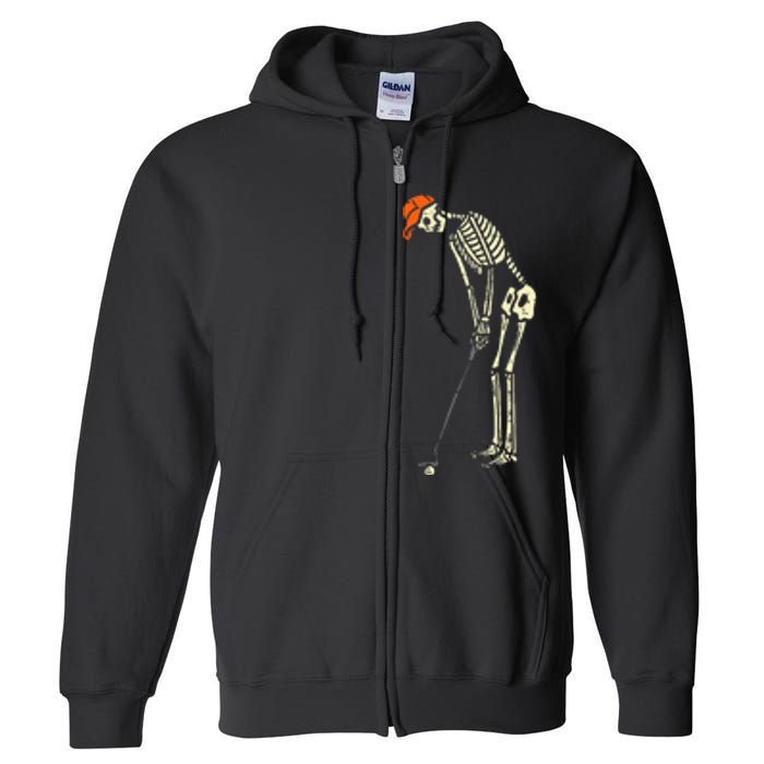 Skeleton Golf Funny Halloween Golfing Sports Golfer Full Zip Hoodie