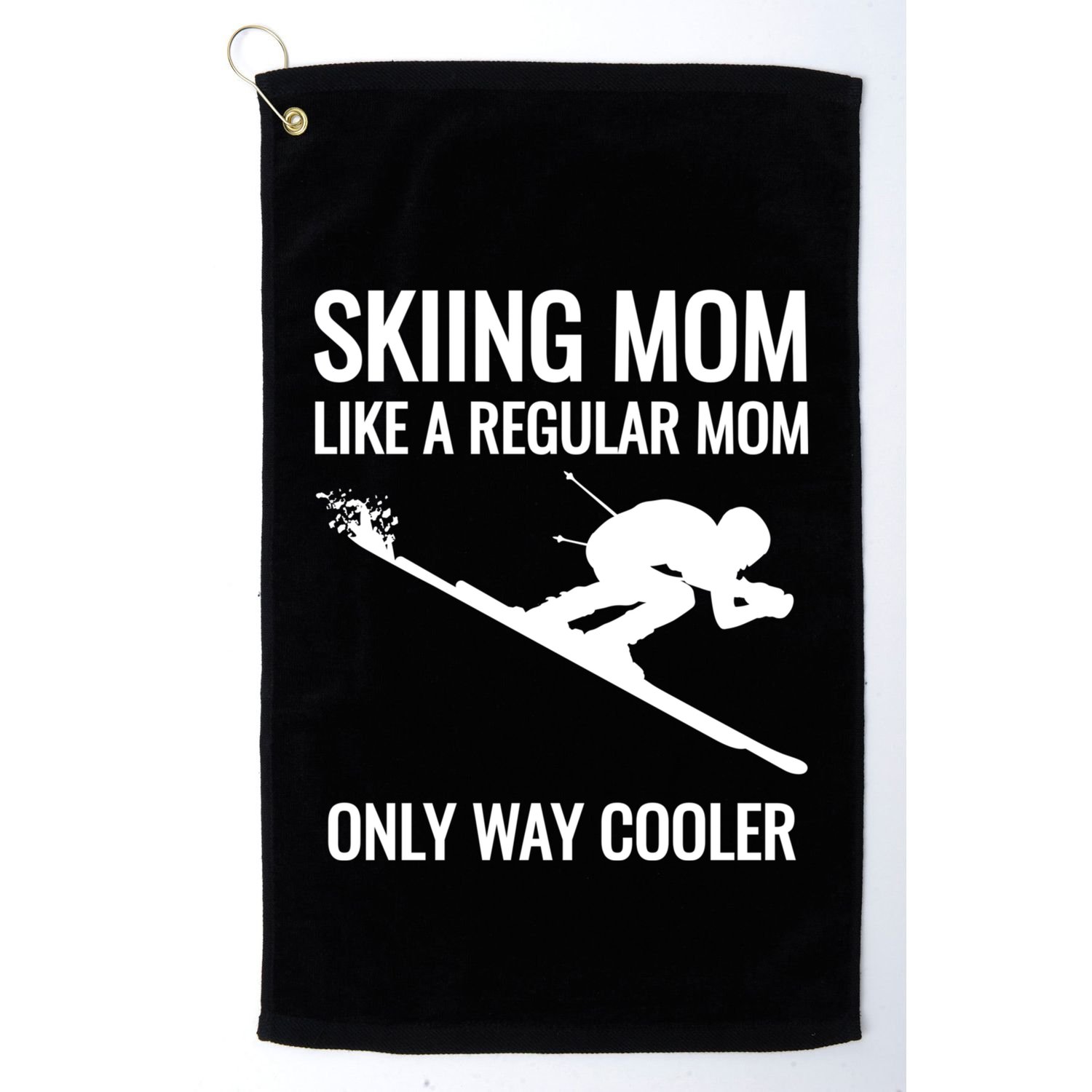 Skier Gift For Mother Who Skis Gift Skiing Mom Funny Gift Golf Towel
