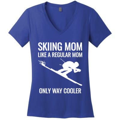 Skier Gift For Mother Who Skis Gift Skiing Mom Funny Gift Women's V-Neck T-Shirt
