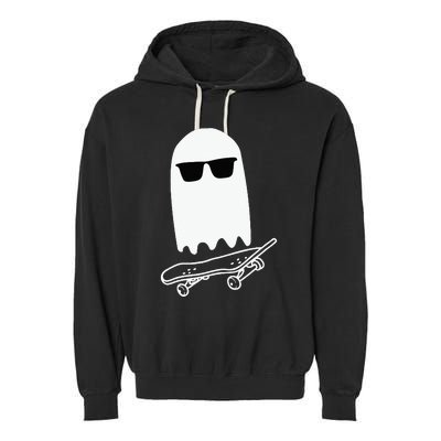 Skateboarding Ghost Ghost On Skateboard Halloween Garment-Dyed Fleece Hoodie