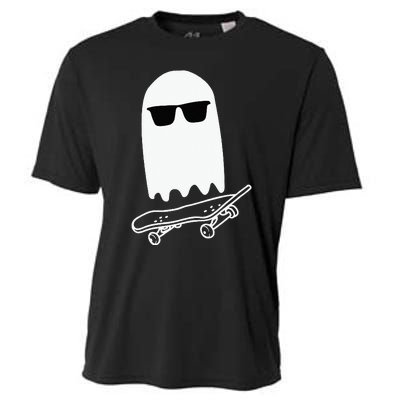 Skateboarding Ghost Ghost On Skateboard Halloween Cooling Performance Crew T-Shirt