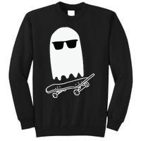 Skateboarding Ghost Ghost On Skateboard Halloween Tall Sweatshirt