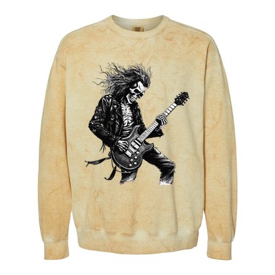 Skeleton Guitar Guy Rock And Roll Band Rock On Colorblast Crewneck Sweatshirt