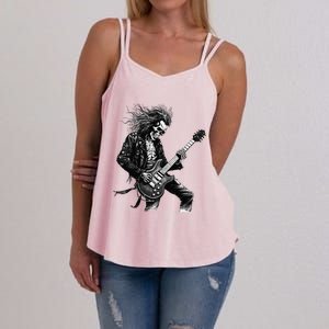 Skeleton Guitar Guy Rock And Roll Band Rock On Women's Strappy Tank