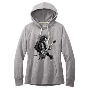 Skeleton Guitar Guy Rock And Roll Band Rock On Women's Fleece Hoodie