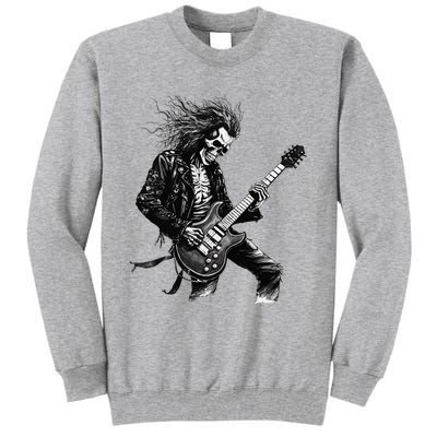 Skeleton Guitar Guy Rock And Roll Band Rock On Tall Sweatshirt