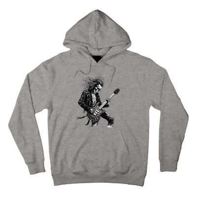 Skeleton Guitar Guy Rock And Roll Band Rock On Tall Hoodie