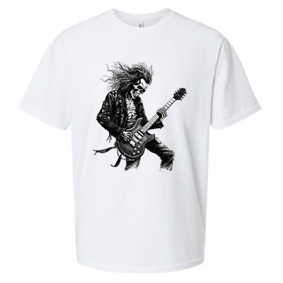 Skeleton Guitar Guy Rock And Roll Band Rock On Sueded Cloud Jersey T-Shirt