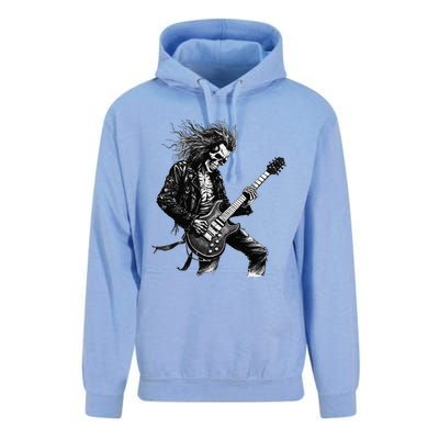 Skeleton Guitar Guy Rock And Roll Band Rock On Unisex Surf Hoodie