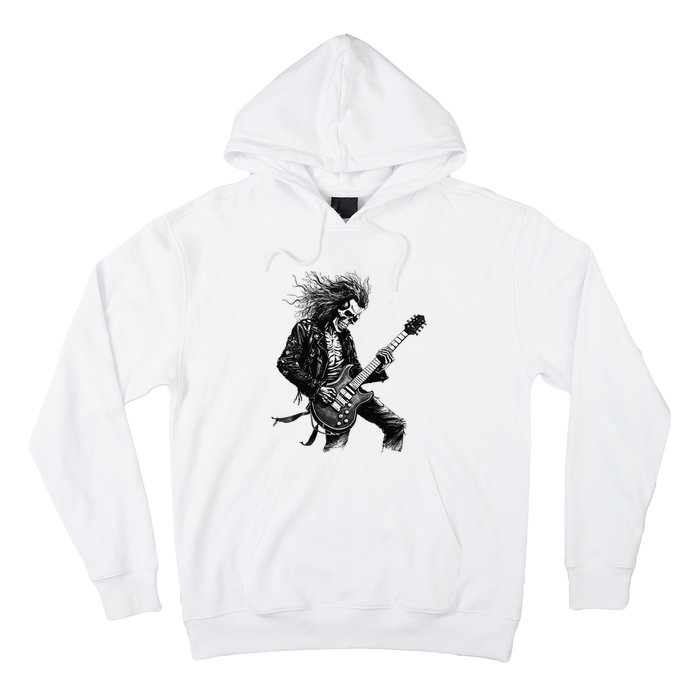 Skeleton Guitar Guy Rock And Roll Band Rock On Hoodie