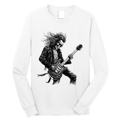 Skeleton Guitar Guy Rock And Roll Band Rock On Long Sleeve Shirt