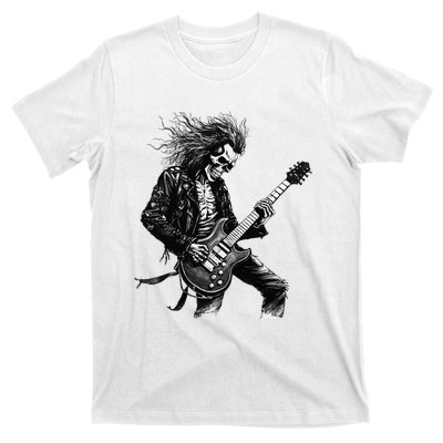 Skeleton Guitar Guy Rock And Roll Band Rock On T-Shirt