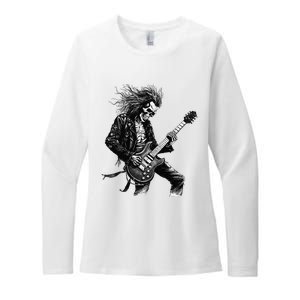 Skeleton Guitar Guy Rock And Roll Band Rock On Womens CVC Long Sleeve Shirt