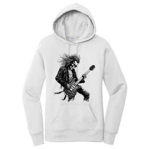 Skeleton Guitar Guy Rock And Roll Band Rock On Women's Pullover Hoodie