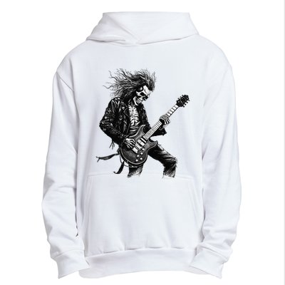 Skeleton Guitar Guy Rock And Roll Band Rock On Urban Pullover Hoodie